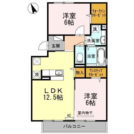 フォレスト・タツイ(2LDK/3階)の間取り写真
