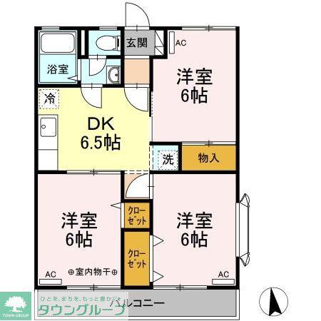 アヴァンティコートC棟(3DK/2階)の間取り写真