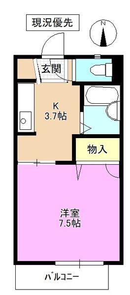 ベルメゾンこしの(1K/2階)の間取り写真