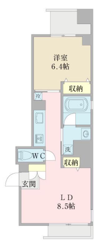 RIDGE北堀江(1LDK/12階)の間取り写真