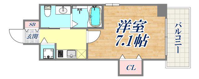 ビエント花隈(1K/8階)の間取り写真