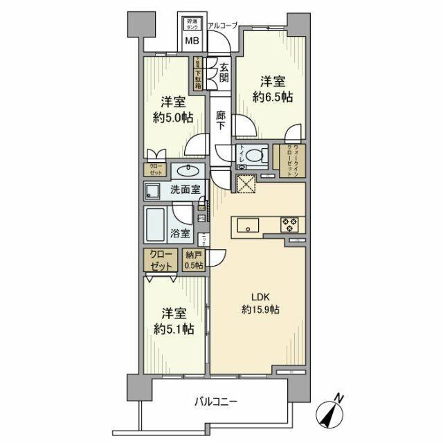 プラウドシティ新川崎(3LDK/2階)の間取り写真