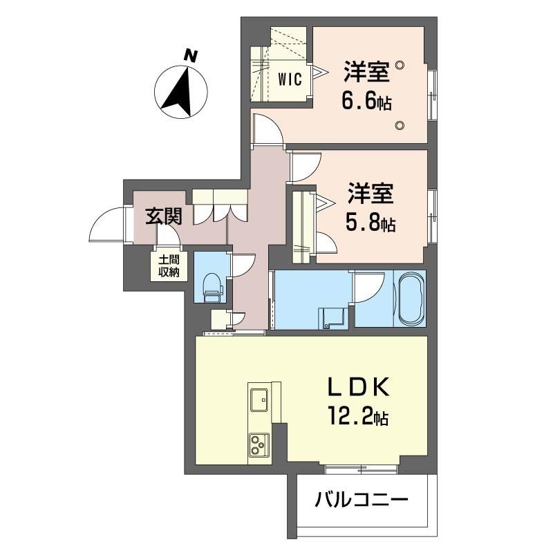 ピアニッシモ(2LDK/1階)の間取り写真
