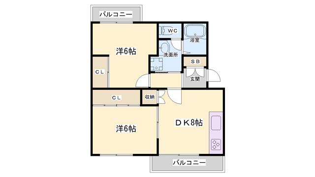 ピアン自由が丘5号棟(2LDK/3階)の間取り写真
