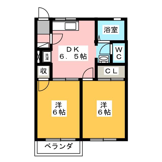 フレグランス松本B(2DK/2階)の間取り写真