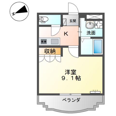 エクシヴボヌール(1K/2階)の間取り写真