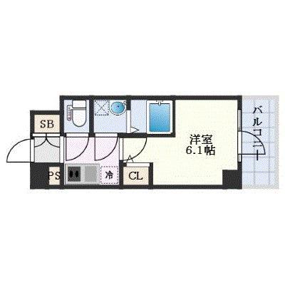 エスリード弁天町ノース RESIDENCE(1K/6階)の間取り写真