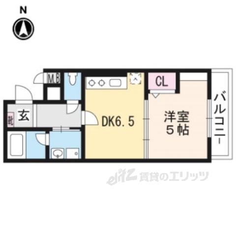 カーサ鞍馬口(1DK/1階)の間取り写真