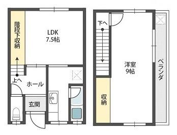 JS豊中E棟(1LDK/1階)の間取り写真
