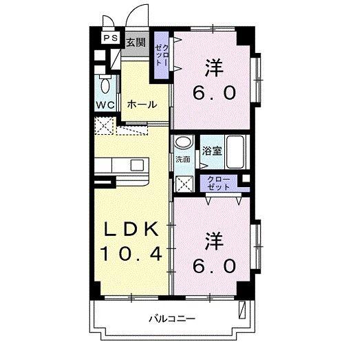 デスパシオ 奏(2LDK/3階)の間取り写真