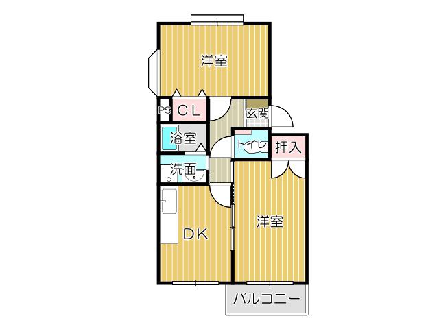 ヴィクトワール高須(2DK/2階)の間取り写真