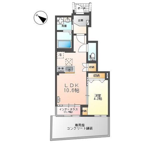 ソラーレ(1LDK/1階)の間取り写真