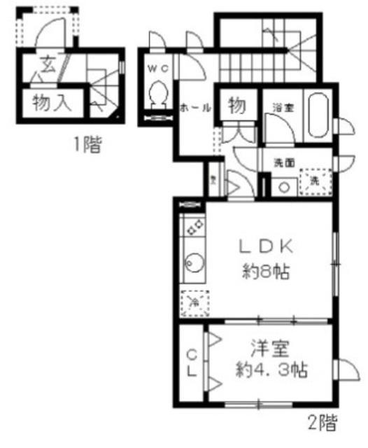 CASITAFORTUNA(1LDK/2階)の間取り写真