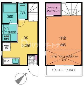 アフェット検見川5(1DK/1階)の間取り写真