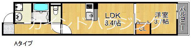 J-GARDENIII(1LDK/3階)の間取り写真