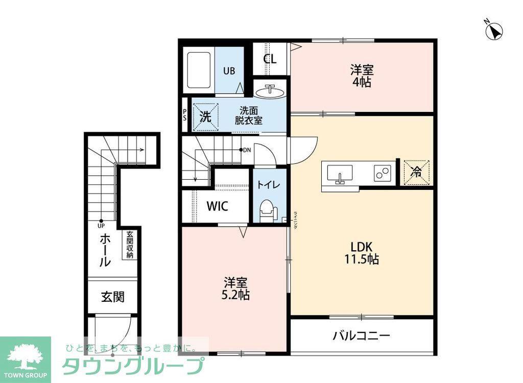 相模原ハウス(2LDK/2階)の間取り写真