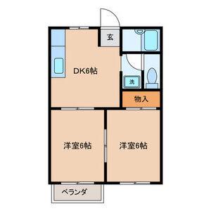 コーポあかつきA(2DK/2階)の間取り写真