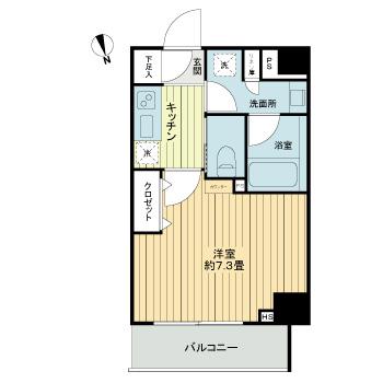 フレシア中目黒(1K/3階)の間取り写真