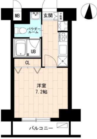 エースハイツ森下(1K/4階)の間取り写真
