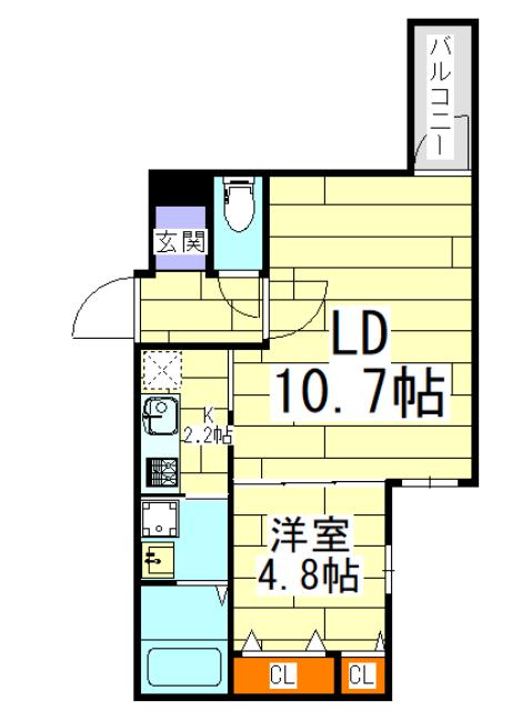 フジパレス吹田清和園V番館(1LDK/2階)の間取り写真