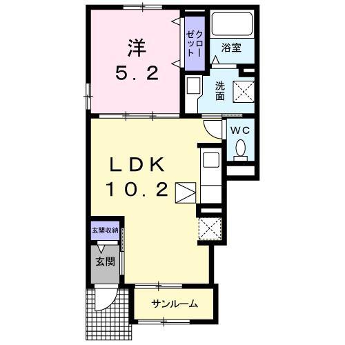 ヴィルゴ A(1LDK/1階)の間取り写真