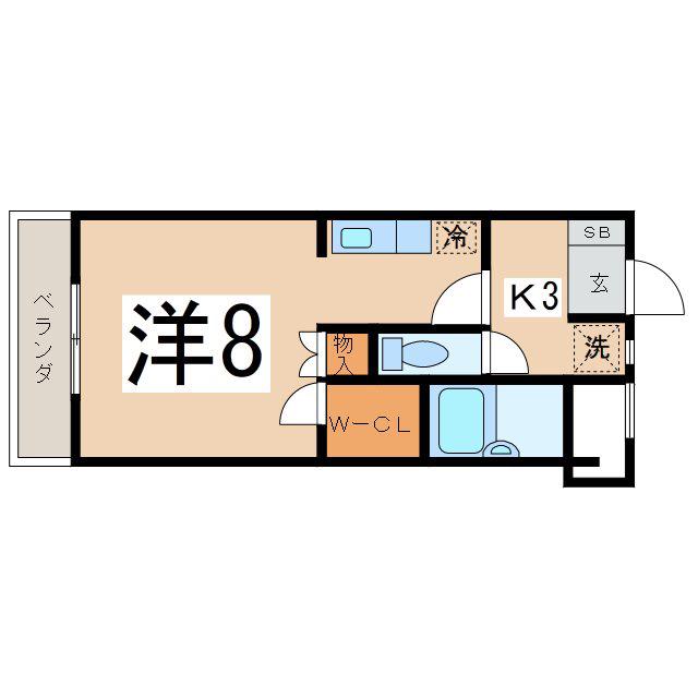 アメニティーK A(1K/1階)の間取り写真