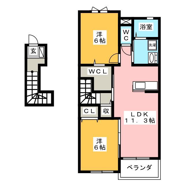 アイリス(2LDK/2階)の間取り写真