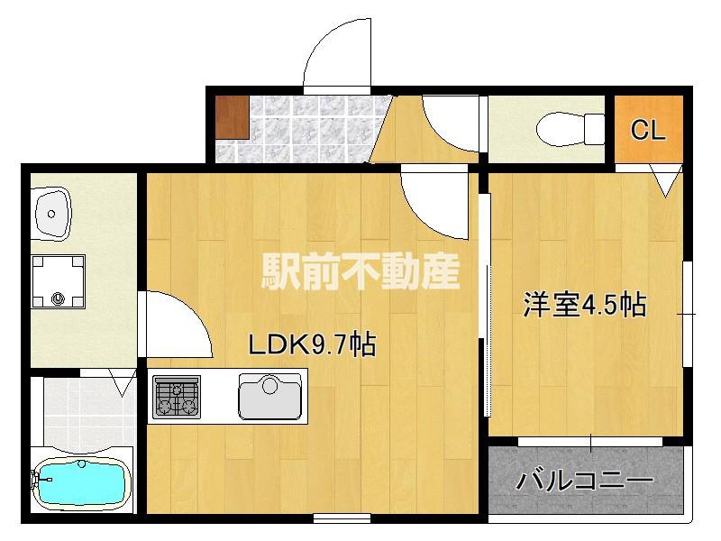 麦野4丁目AP(1LDK/3階)の間取り写真