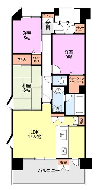 ダイアパレス川端町(3LDK/10階)の間取り写真