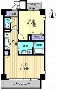 フィール上之町(1LDK/5階)の間取り写真
