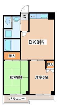 フォルジュ山田(2DK/7階)の間取り写真
