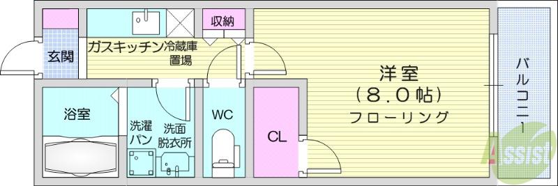 ソレイユパルク15番館(1K/3階)の間取り写真