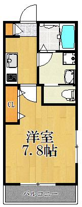 MARUMO COURT II(1K/1階)の間取り写真