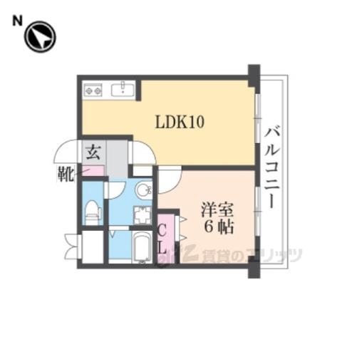 クリンゲル生駒(1LDK/4階)の間取り写真
