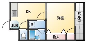 コア千代鶴(1DK/1階)の間取り写真