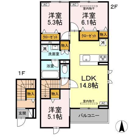 サンサリーレ(3LDK/2階)の間取り写真