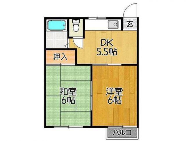 ハイツNK A(2DK/1階)の間取り写真
