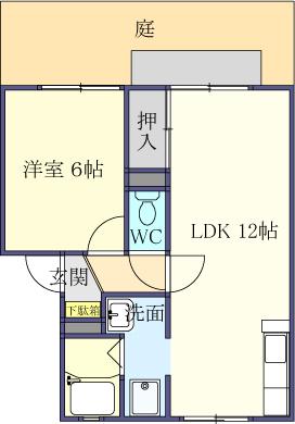 ミラービレ(1LDK/1階)の間取り写真