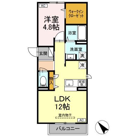 グランクレスト湯田(1LDK/2階)の間取り写真
