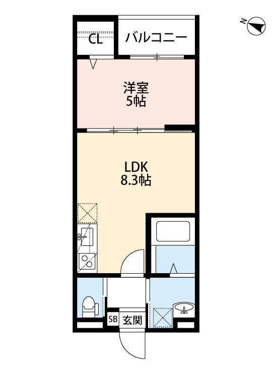 JANVIER(1LDK/1階)の間取り写真