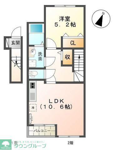 プランドール錦町(1LDK/2階)の間取り写真