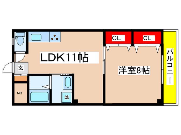 NSハイツ(1LDK/2階)の間取り写真