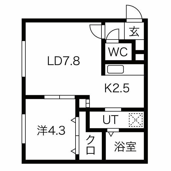 MAJESTIC LIFE札幌桑園(1LDK/3階)の間取り写真