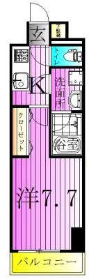 フュージョナル北綾瀬(1K/7階)の間取り写真