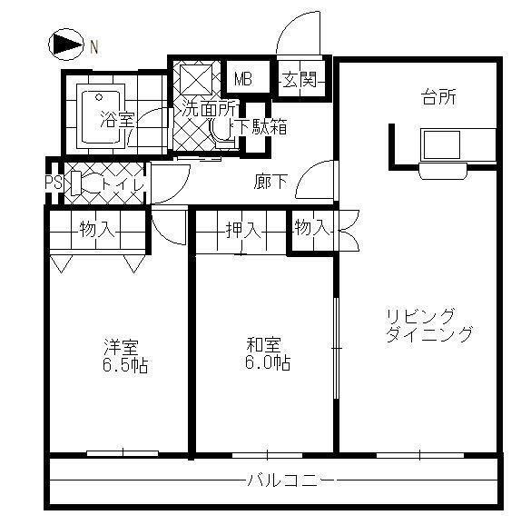 グレース新城II(2LDK/1階)の間取り写真