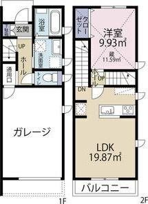 ヴィーブル上島(1SLDK/1階)の間取り写真