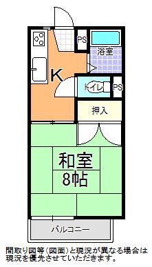 若林コーポ A棟(1K/2階)の間取り写真