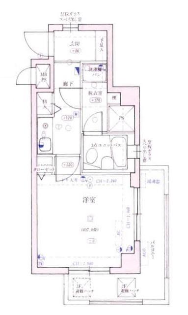 ライオンズマンション北千住第7(1K/3階)の間取り写真