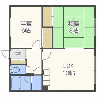 開ハイツC棟(2LDK/2階)の間取り写真