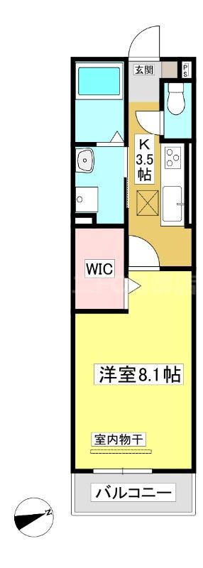 STCODA(1K/1階)の間取り写真